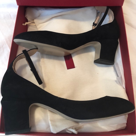 Valentino Black Suede Tango shoes 38 NEW Low Heel - Picture 8 of 8